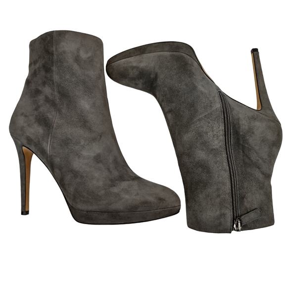 SAKS FIFTH AVENUE Suede Gray Boots Size 9 1/2 - Picture 1 of 16